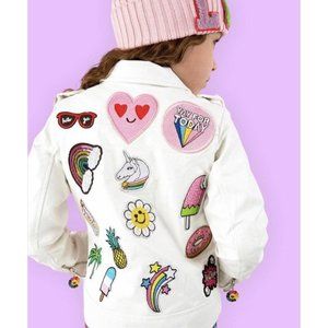 Lola and The Boys Patched Rainbow Daisy's Vegan Leather Jacket